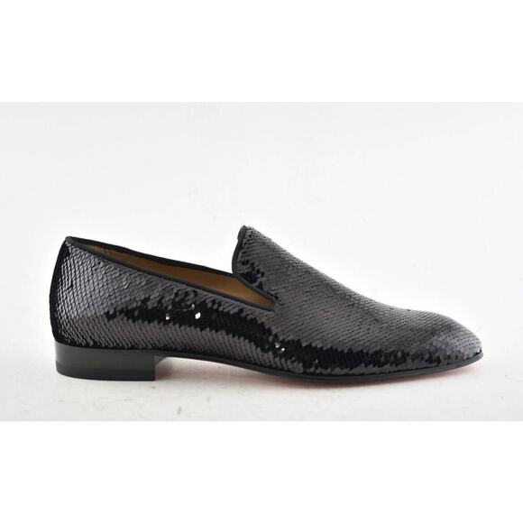 Christian Louboutin Mens Dandelion Flat Black Paillette Scallops Dress Loafer 40 main image 6